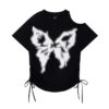 Modern Black T-Shirt with Trendy Butterfly Print